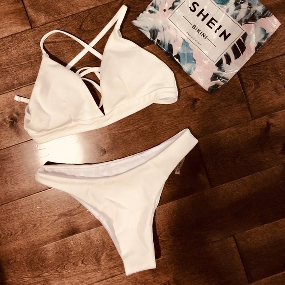 Brand New Shein White Ribbed Bikini - Picture 2 of 6